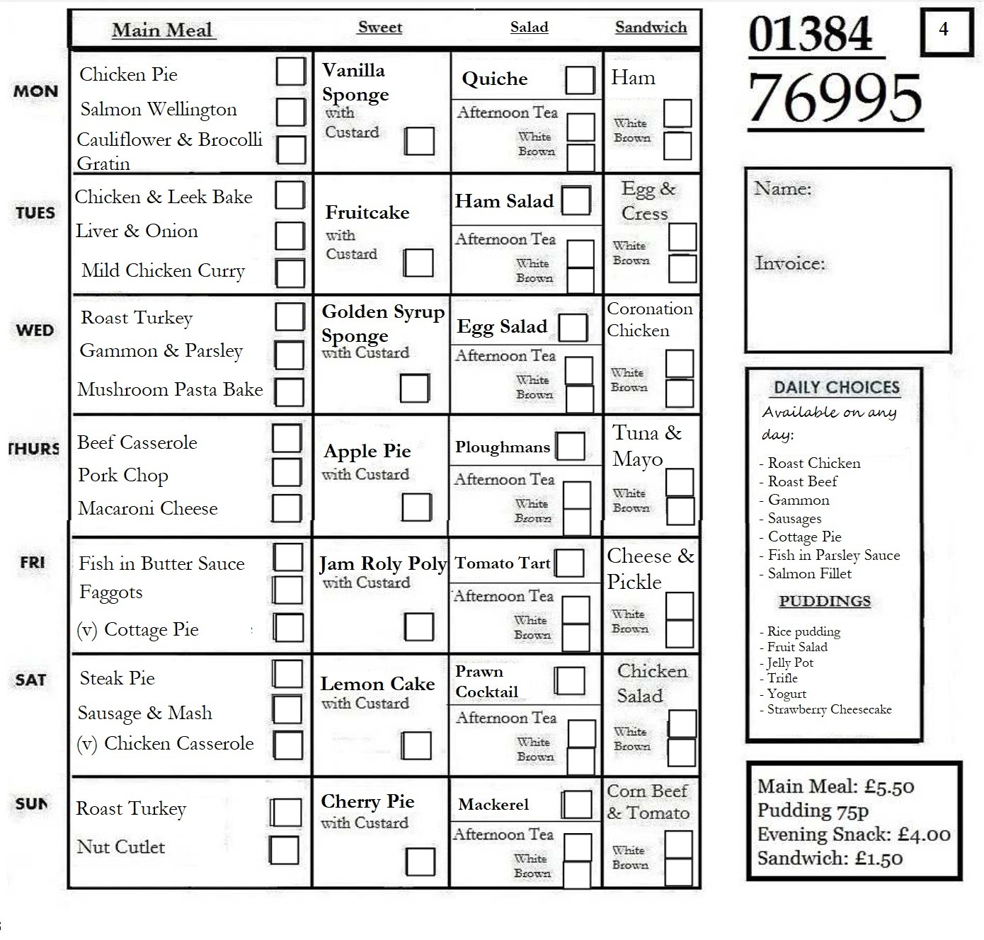 Gourmet Meal Care - Meals on Wheels - 2025 Menu 4